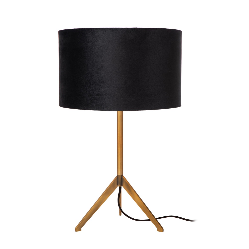Lucide Tripod tafellampTondo goud met zwarte kap - 45590/81/02